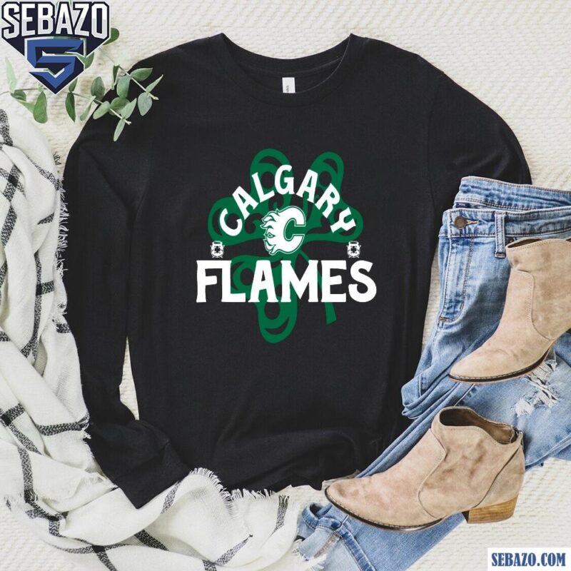 Calgary Flames St Patricks Day Richmond Shamrock Shirt long sleeved