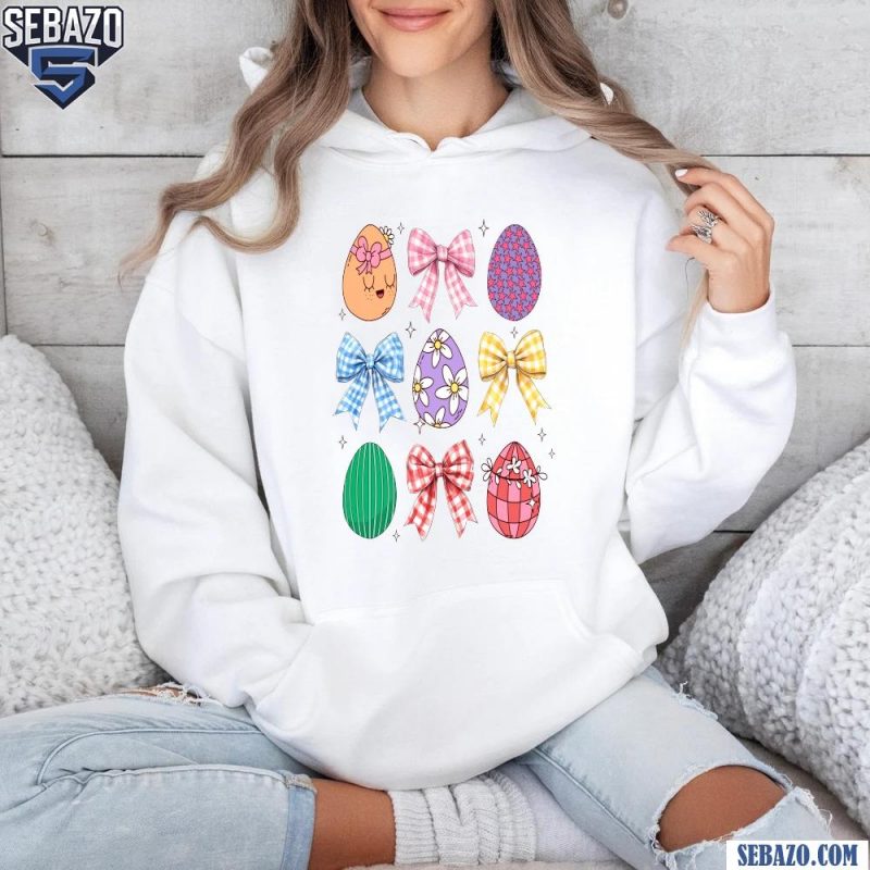 Colorful Easter Eggs Coquette Bow Funny Easter Day Shirt hoodie