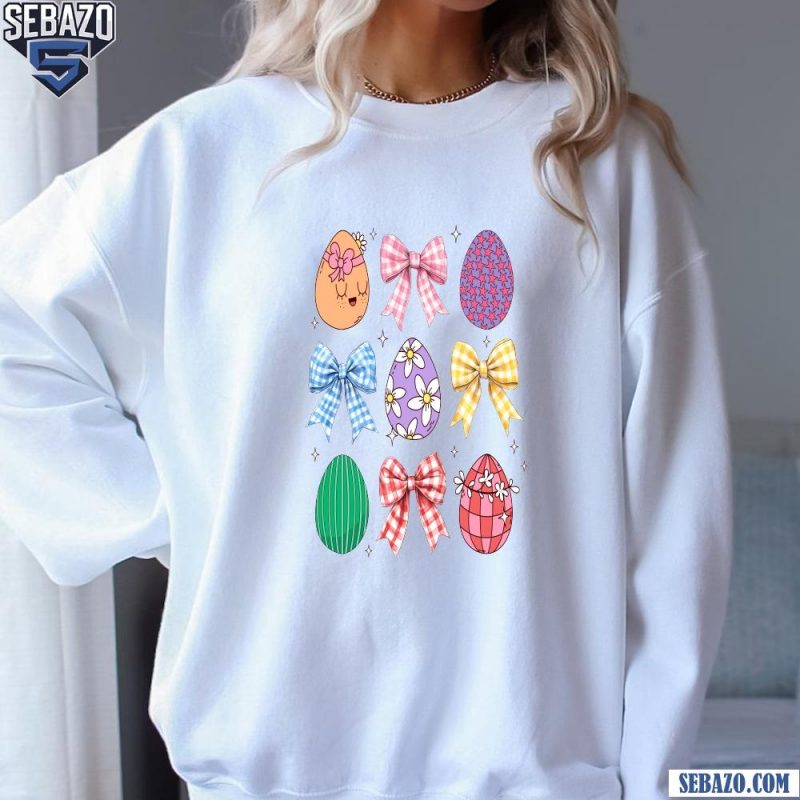 Colorful Easter Eggs Coquette Bow Funny Easter Day Shirt sweatshirt