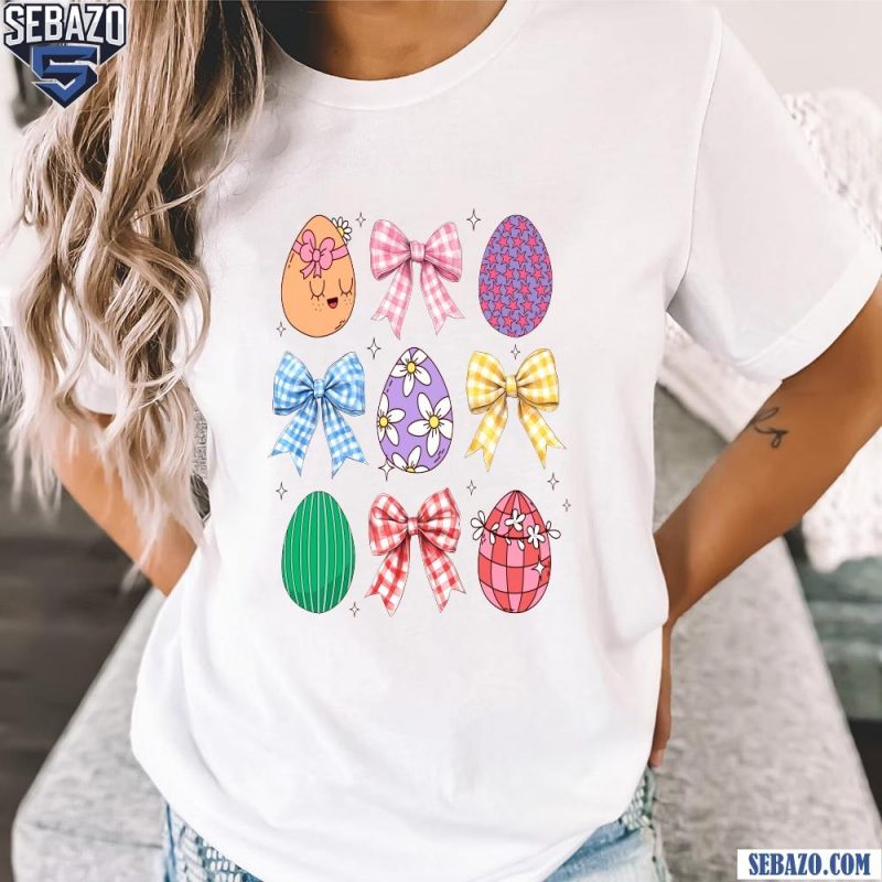 Colorful Easter Eggs Coquette Bow Funny Easter Day Shirt t-shirt