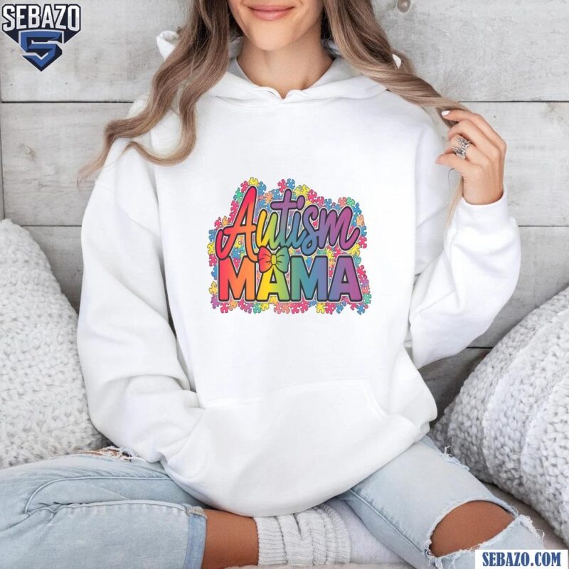 Colorfull Autism Mama Rainbow Puzzle Coquette Bow Shirt hoodie