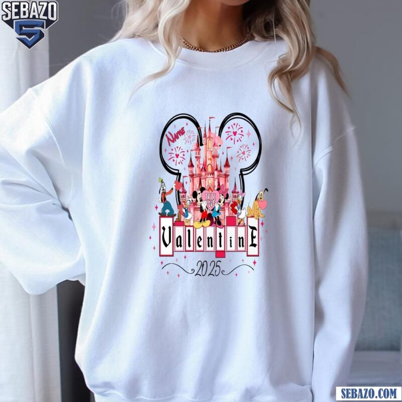 Custom Name Valentine Day 2025 Disney Castle Character Shirt sweatshirt
