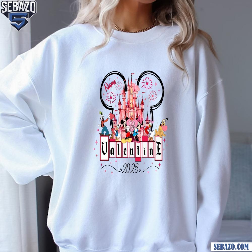 Custom Name Valentine Day 2025 Disney Castle Character Shirt