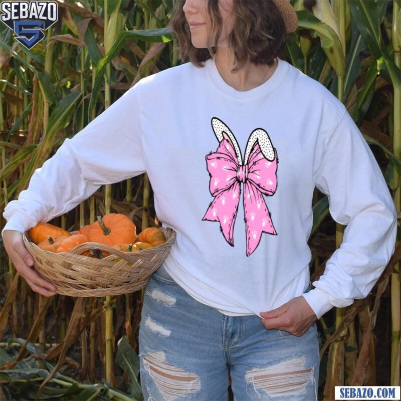 Cute Easter Bunny Ear Coquette Bow Shirt long sleeved