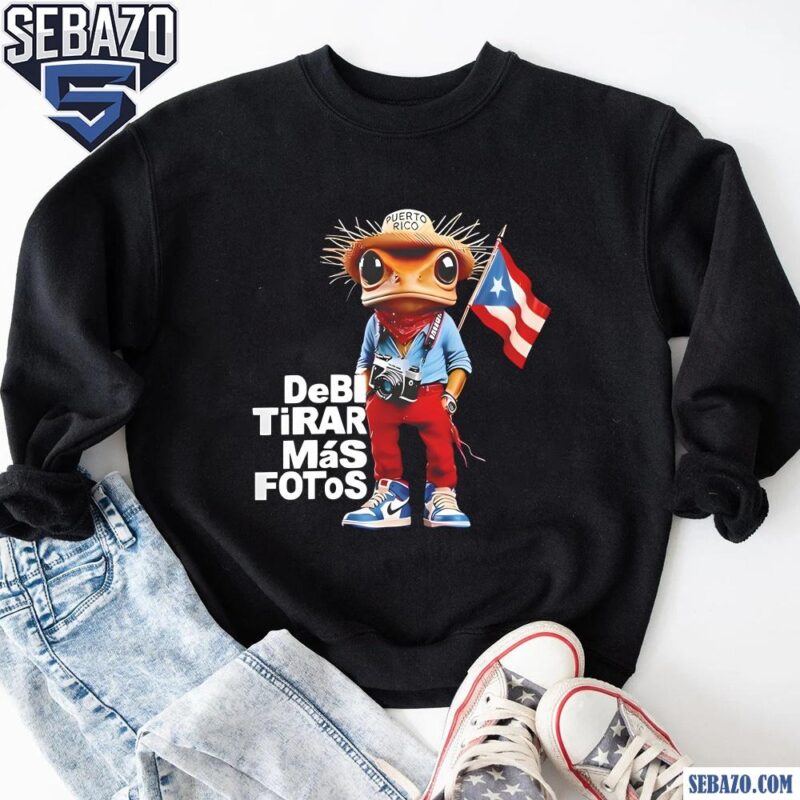 Debi Tirar Mas Fotos Bad Bunny Frog Puerto Rico Flag Shirt sweatshirt