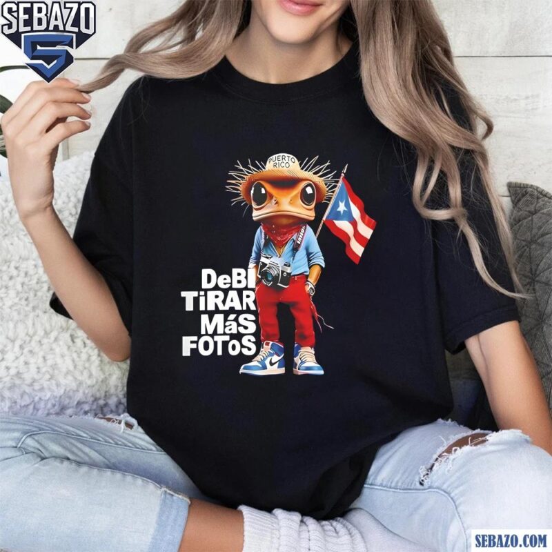 Debi Tirar Mas Fotos Bad Bunny Frog Puerto Rico Flag Shirt t-shirt