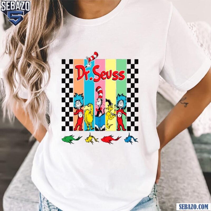 Dr Seuss Read Across America Cartoon Character Checkered Shirt t-shirt