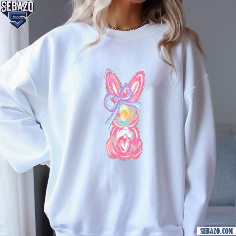 Funny Easter Brushstroke Bunny Preppy Easter Coquette Bow Shirt sweatshirt