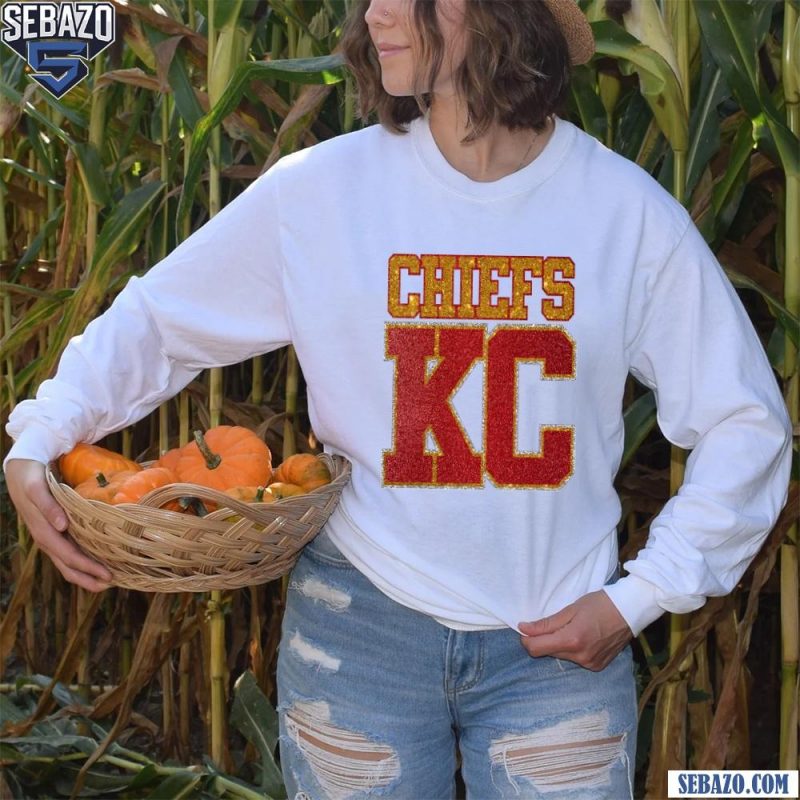 Glitter Chiefs KC Football Fans Shirt long sleeved