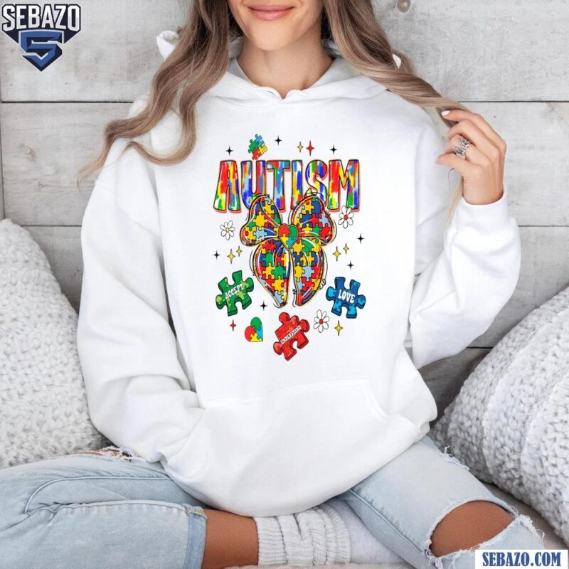 Glitter Colorful Autism Puzzle Coquette Bow Love Understand Accept Shirt hoodie