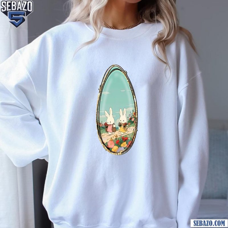 Glitter Easter Egg Picture Frame Two Cute Bunny Shirt sweatshirt