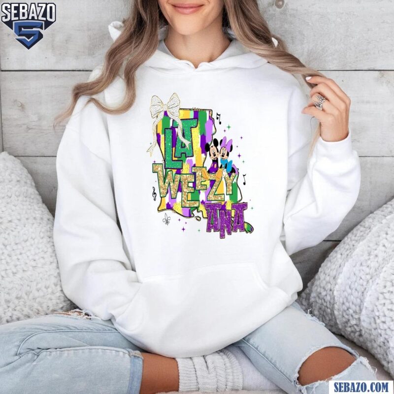 Glitter La Weezy Ana Mardi Gras Couple Coquette Bow Shirt hoodie