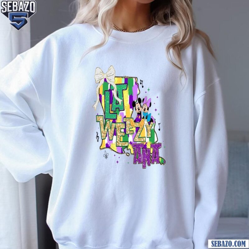 Glitter La Weezy Ana Mardi Gras Couple Coquette Bow Shirt sweatshirt