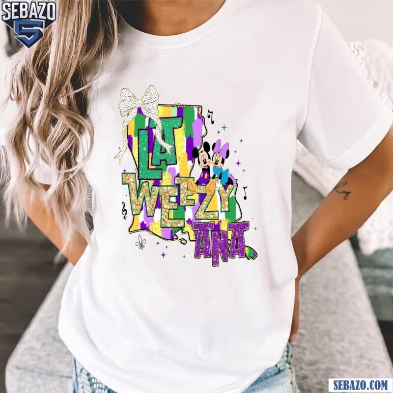 Glitter La Weezy Ana Mardi Gras Couple Coquette Bow Shirt t-shirt