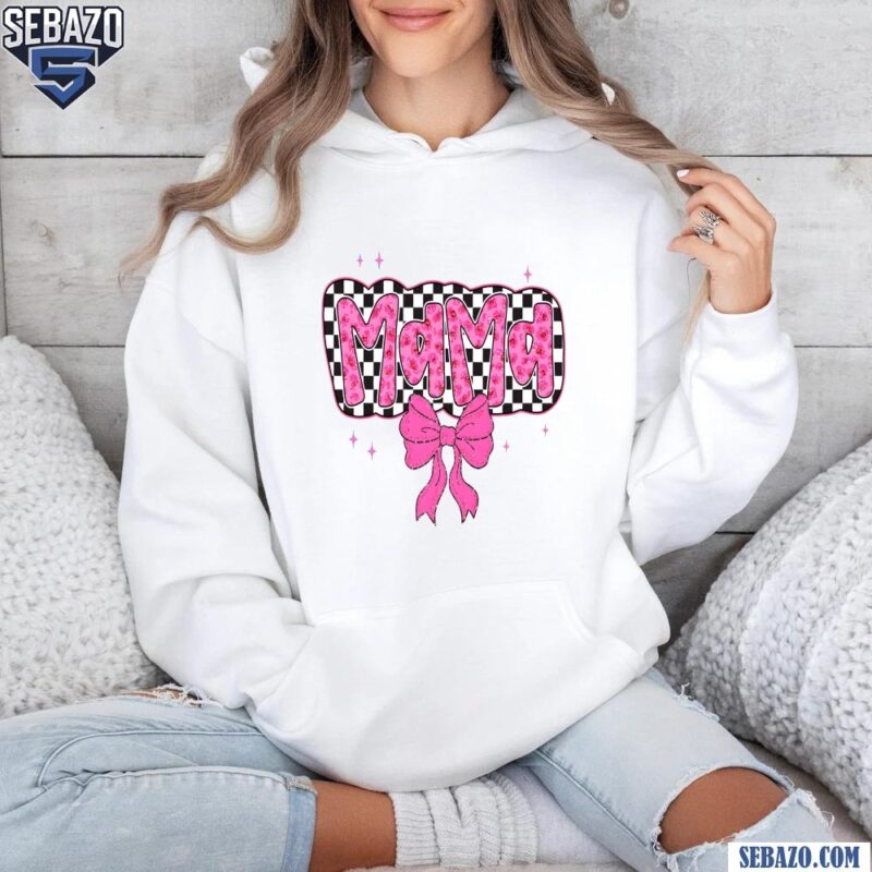 Glitter Mama Pink Coquette Bow Checkered Shirt hoodie