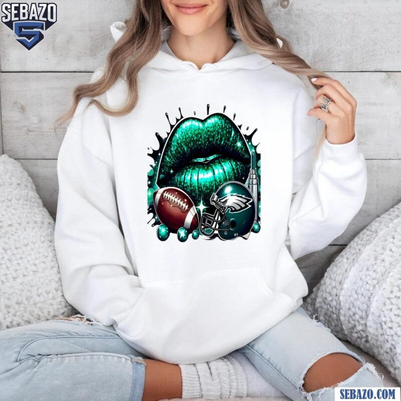 Glitter Philadelphia Eagles Football Lips Helmet Shirt hoodie