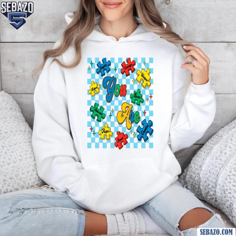 Glitter Puzzle You Are Autism Awareness Quote Checkered Shirt hoodie