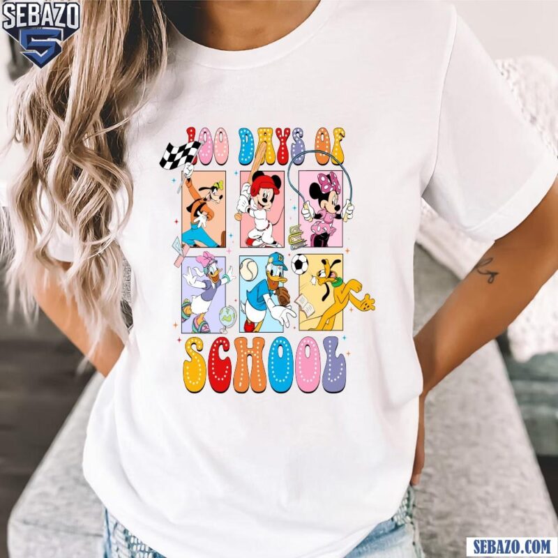 Groovy 100 Days Of School Cute Disney Character Shirt t-shirt