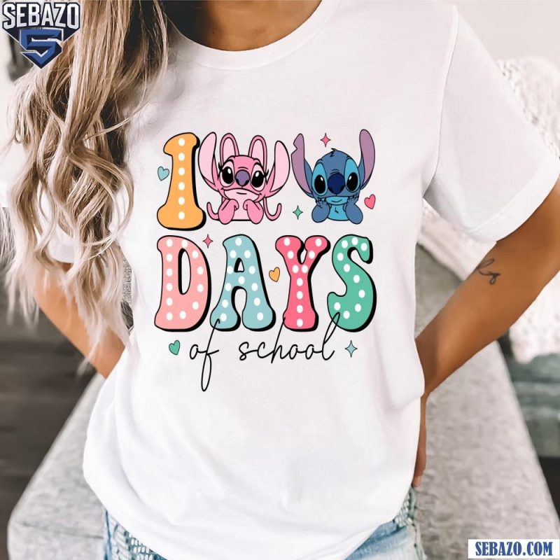 Groovy Disney Stitch And Angel 100 Days Of School Shirt t-shirt