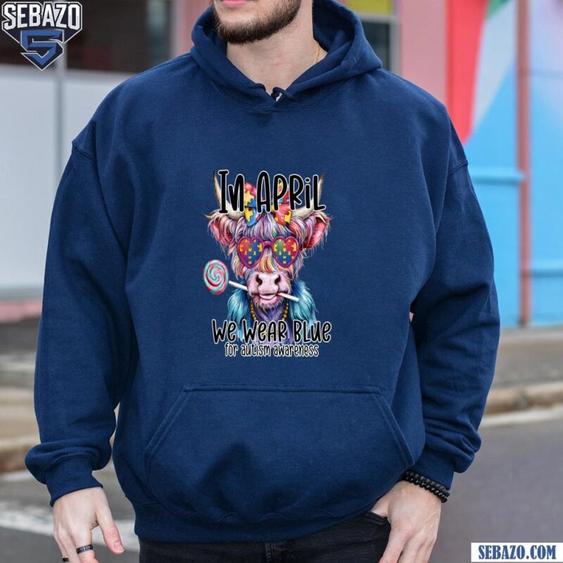 In April We Wear Blue Autism Cow Coquette Bow Shirt hoodie