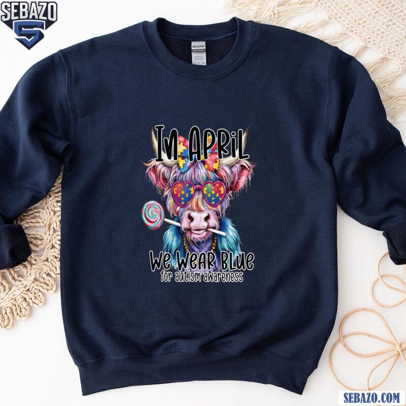 In April We Wear Blue Autism Cow Coquette Bow Shirt sweatshirt