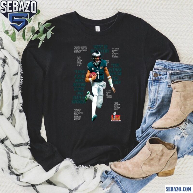 Jalen Hurts Super Bowl LIX Champions Philadelphia Eagles Shirt long sleeved