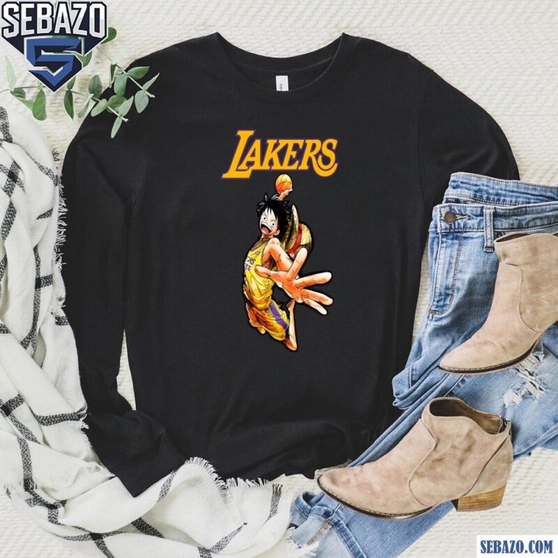 Los Angeles Lakers X One Piece Monkey D Luffy Shirt long sleeved