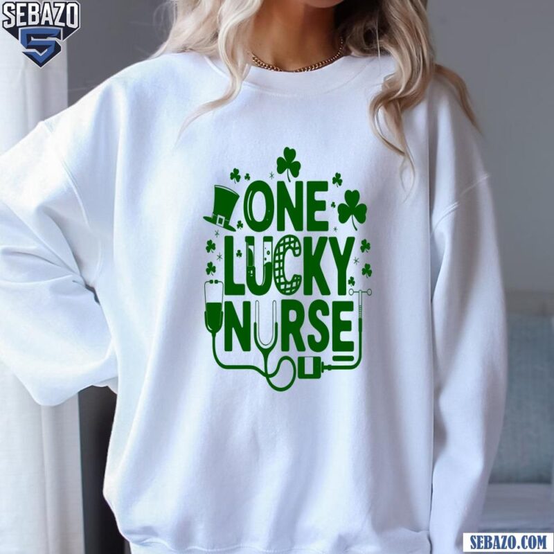 One Luckey Nurse Stethoscope St Patricks Day Shamrock Shirt sweatshirt