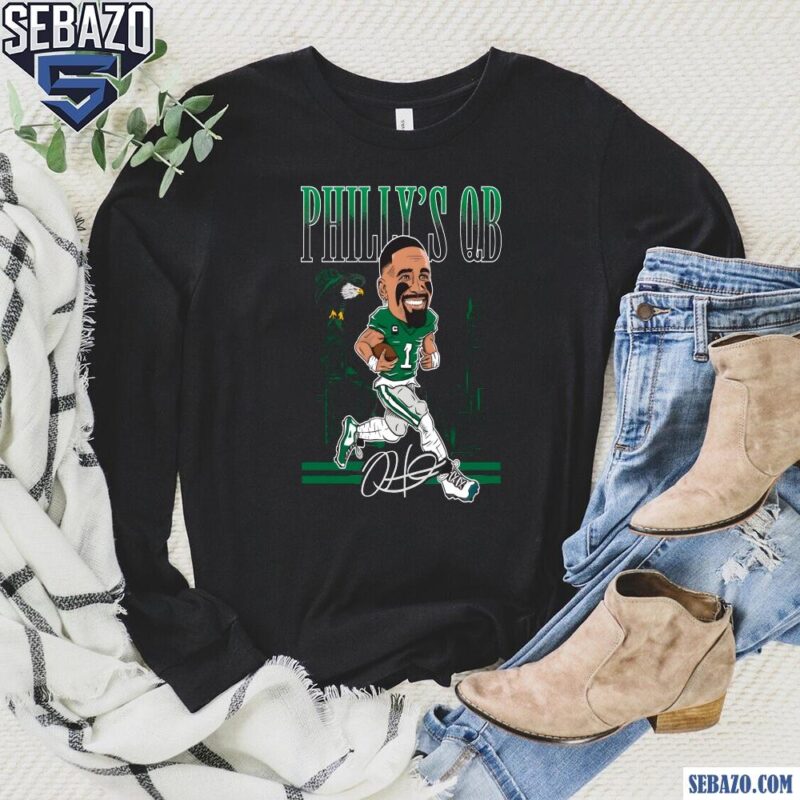 Phillys QB Philadelphia Eagles Jalen Hurt Caricatures Shirt long sleeved