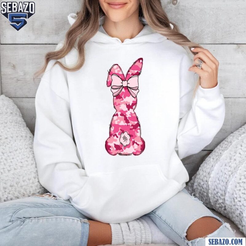 Pink Camo Easter Bunny Coquette Bow Shirt hoodie