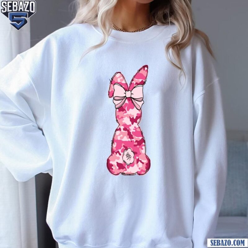 Pink Camo Easter Bunny Coquette Bow Shirt sweatshirt