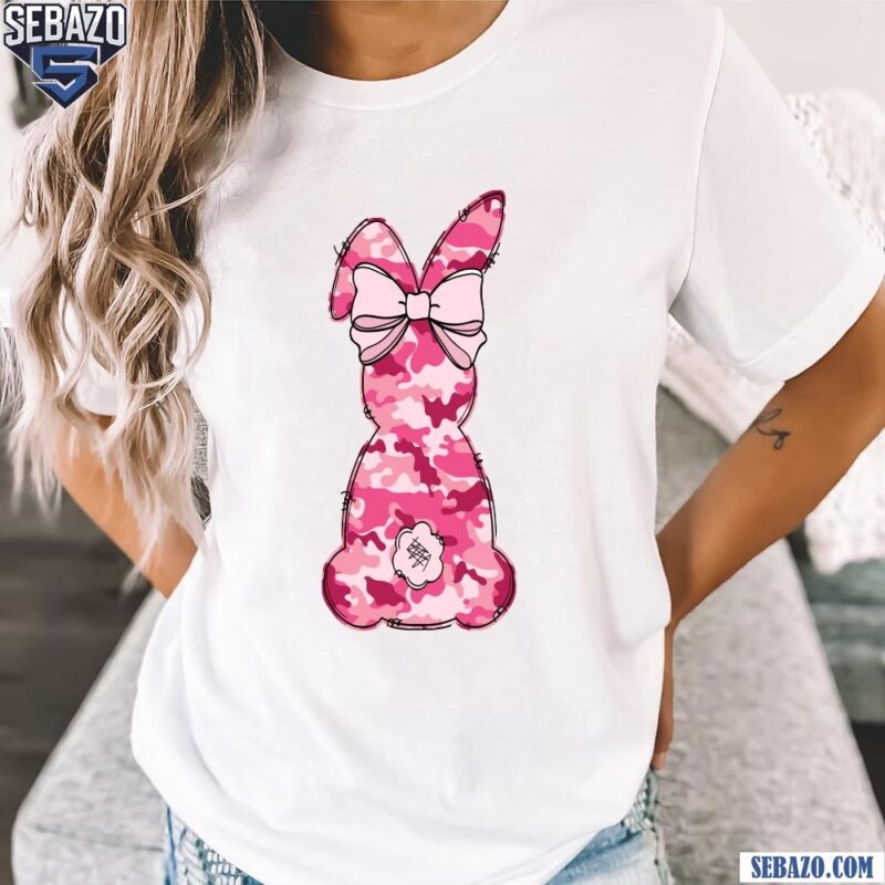 Pink Camo Easter Bunny Coquette Bow Shirt t-shirt