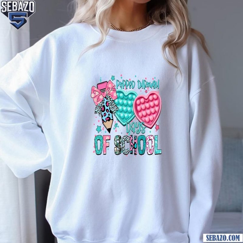 Popped Through 100 Days Of School Leopard Pencil Bow Shirt sweatshirt