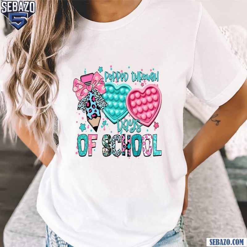 Popped Through 100 Days Of School Leopard Pencil Bow Shirt t-shirt