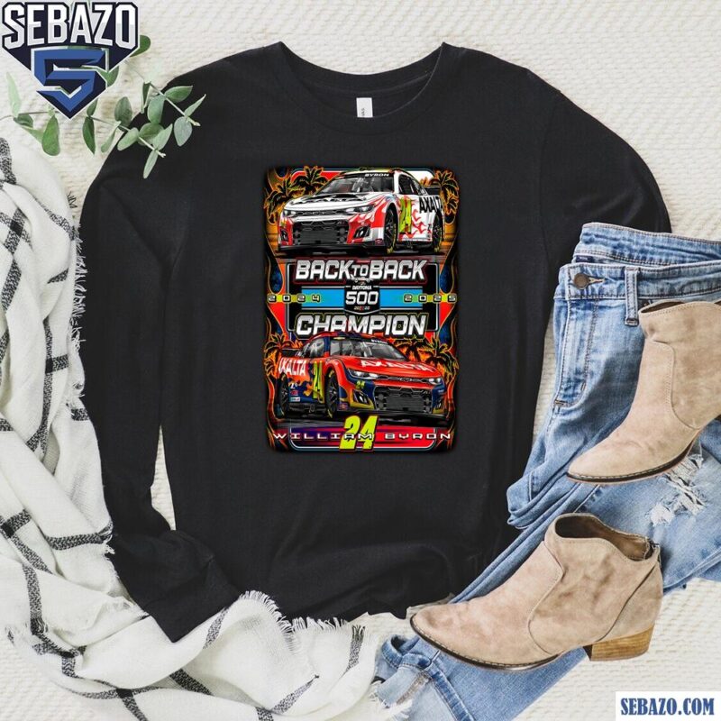 Retro Back To Back Daytona 500 Champion 24 William Byron Shirt long sleeved