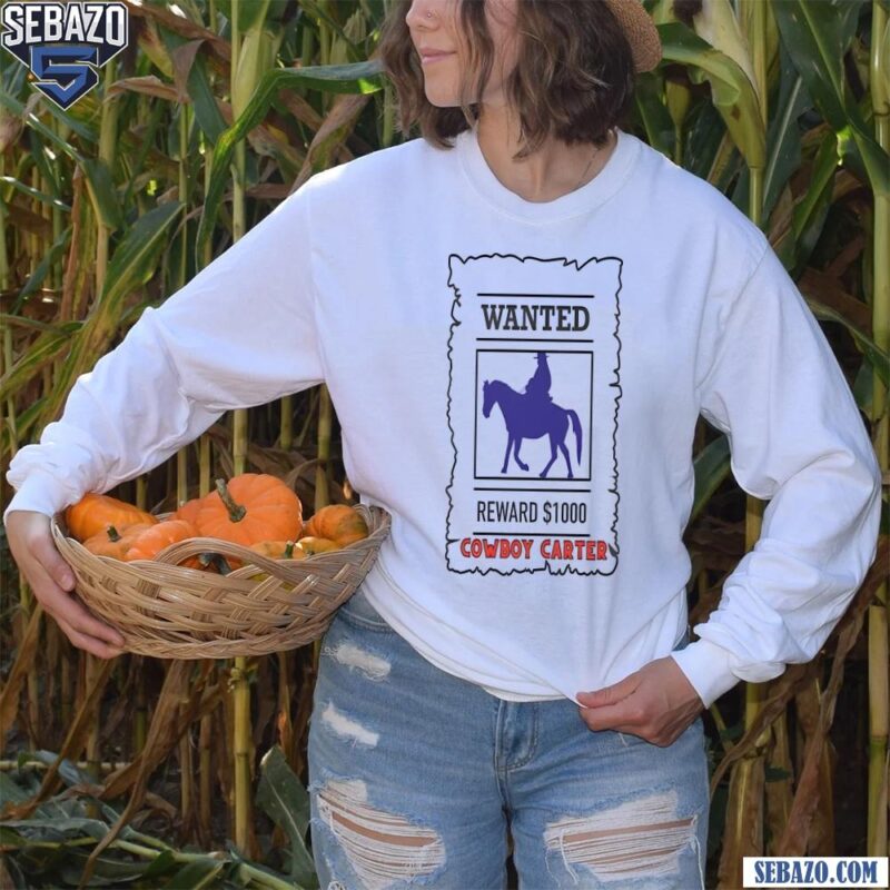 Retro Beyonce Cowboy Carter Wanted Poster Shirt long sleeved