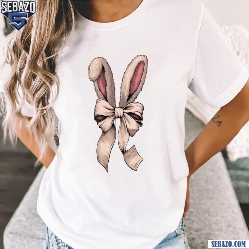 Retro Easter Bunny Ear Coquette Bow Shirt t-shirt