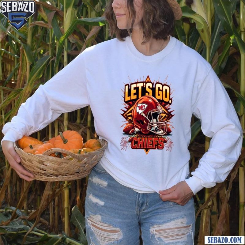 Retro Lets Go Chiefs Kansas City Football Helmet Shirt long sleeved