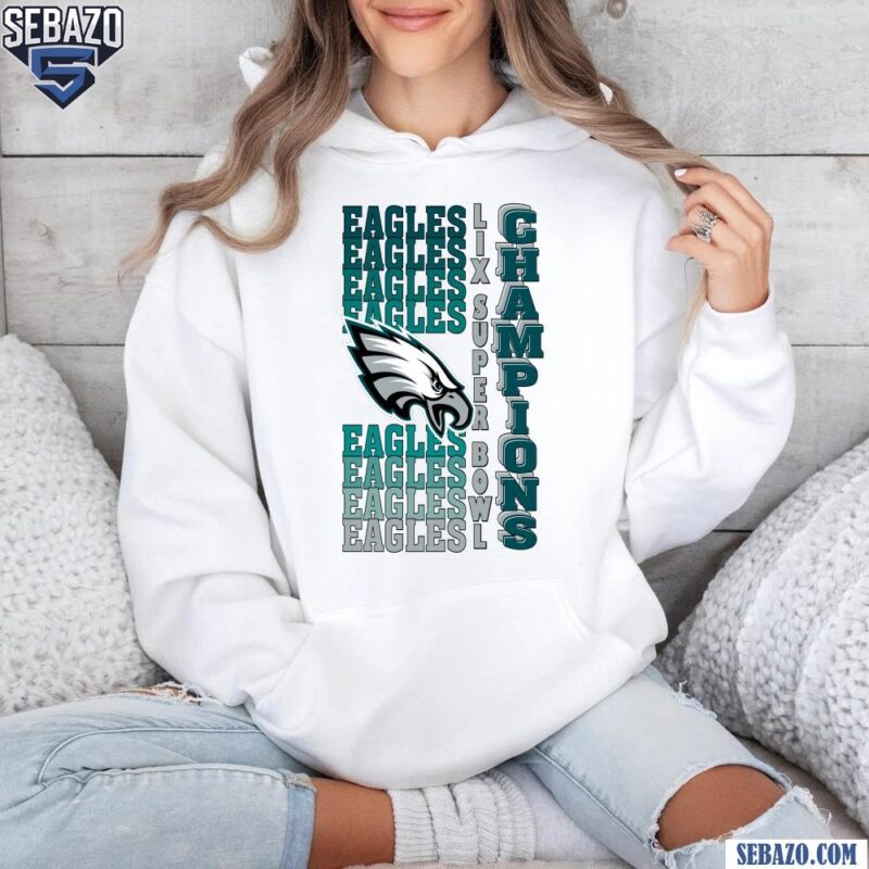 Retro Philadelphia Eagles Gradient Wordmark LIX Super Bowl Champions Shirt hoodie