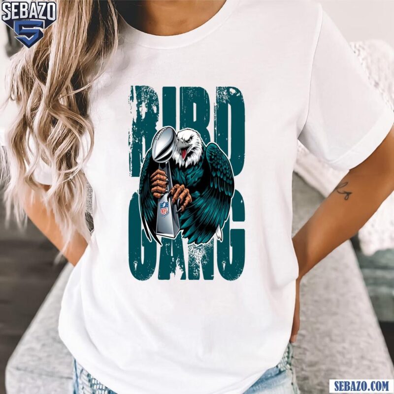 Retro Vintage Bird Gang Eagle Holding The NFL Super Bowl Trophy Shirt t-shirt