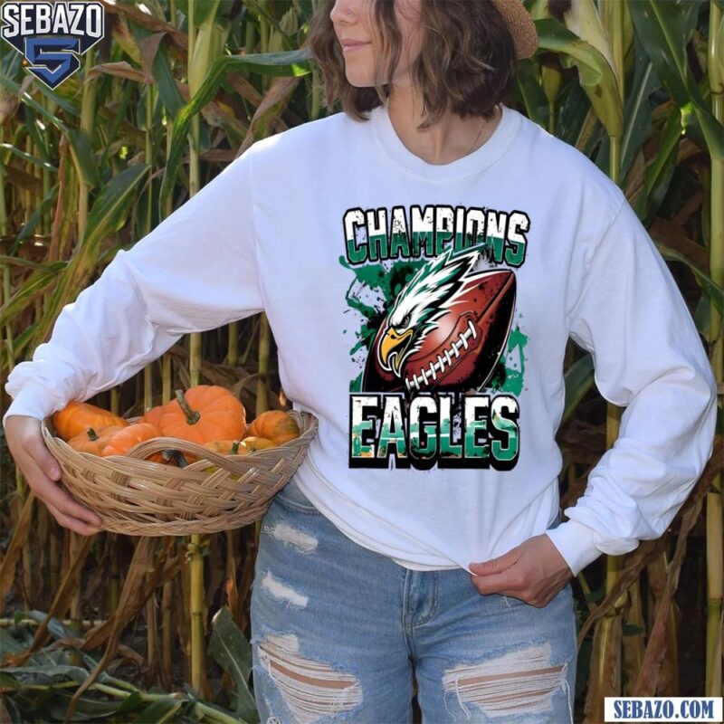 Retro Vintage Champions Eagles Football Super Bowl 2025 Shirt long sleeved