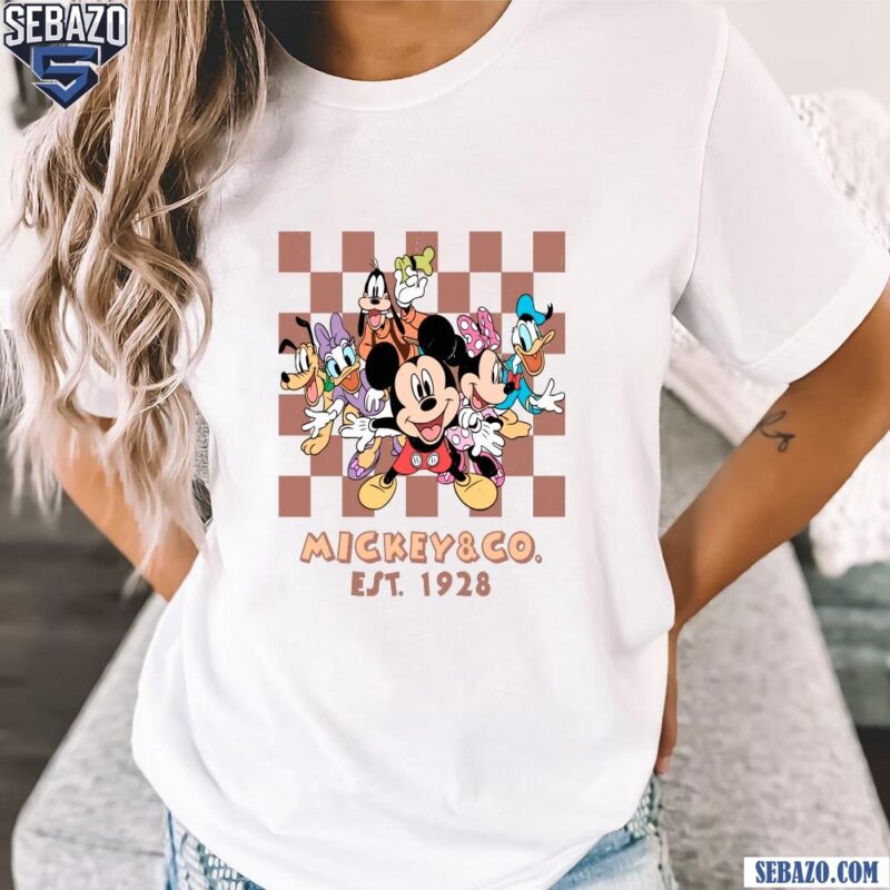 Retro Vintage Disney Mickey And CO Est 1928 Checkered Shirt t-shirt