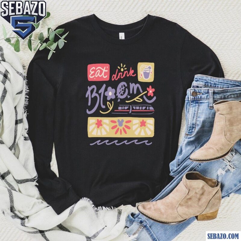 Retro Vintage Eat Drink Bloom Shirt long sleeved