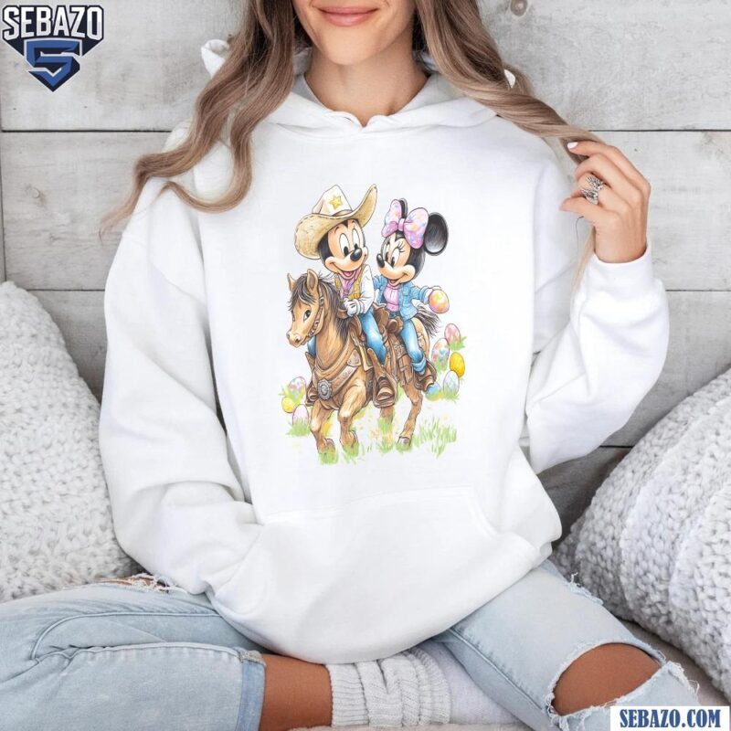 Retro Western Easter Howdy Mickey And Minnie Mouse Shirt hoodie