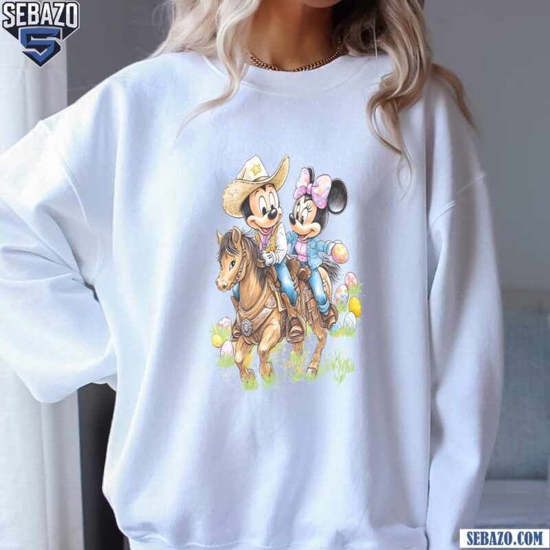 Retro Western Easter Howdy Mickey And Minnie Mouse Shirt sweatshirt