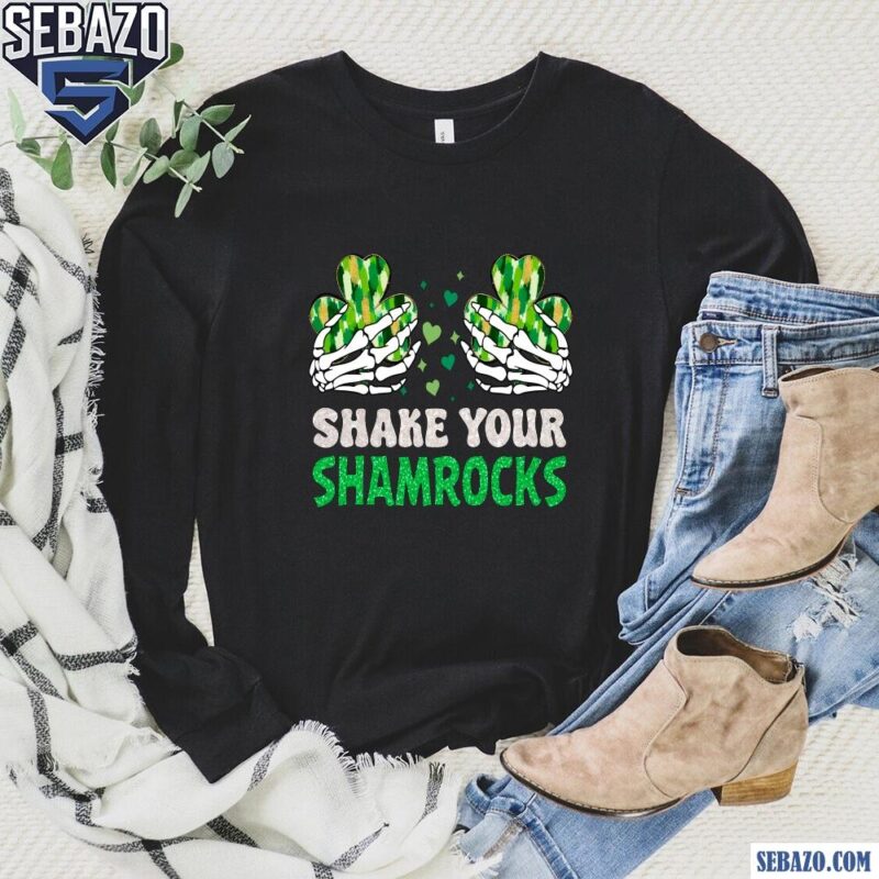 Shake Your Shamrocks Funny Patricks Day Adult Humor Shirt long sleeved