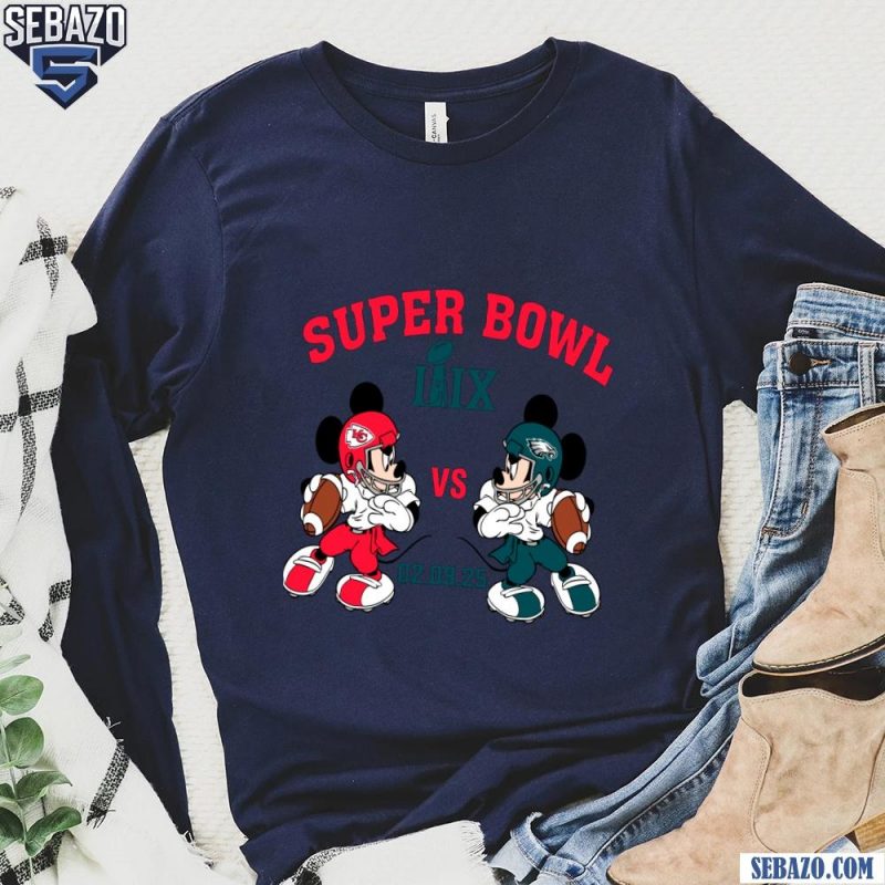 Super Bowl LIX Mickey Mouse Football Eagles Vs Chiefs Shirt long sleeved