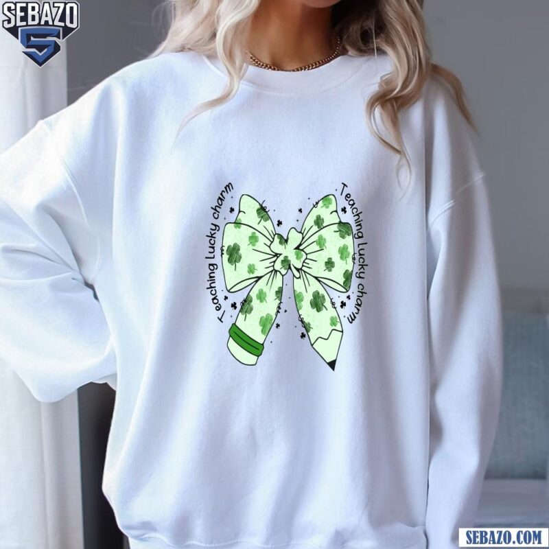 Teacher St Patricks Day Pencil Coquette Bow Shirt sweatshirt