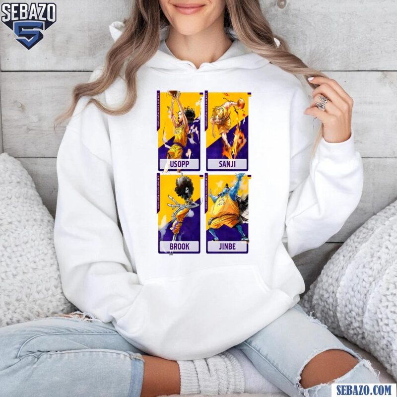 Usopp Sanji Brook Jinbe Los Angeles Lakers X One Piece Shirt hoodie