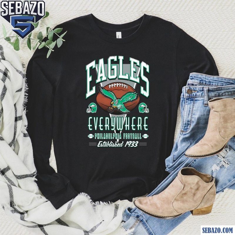 Vintage Eagles Everywhere Philadelphia Football Est 1933 Shirt long sleeved